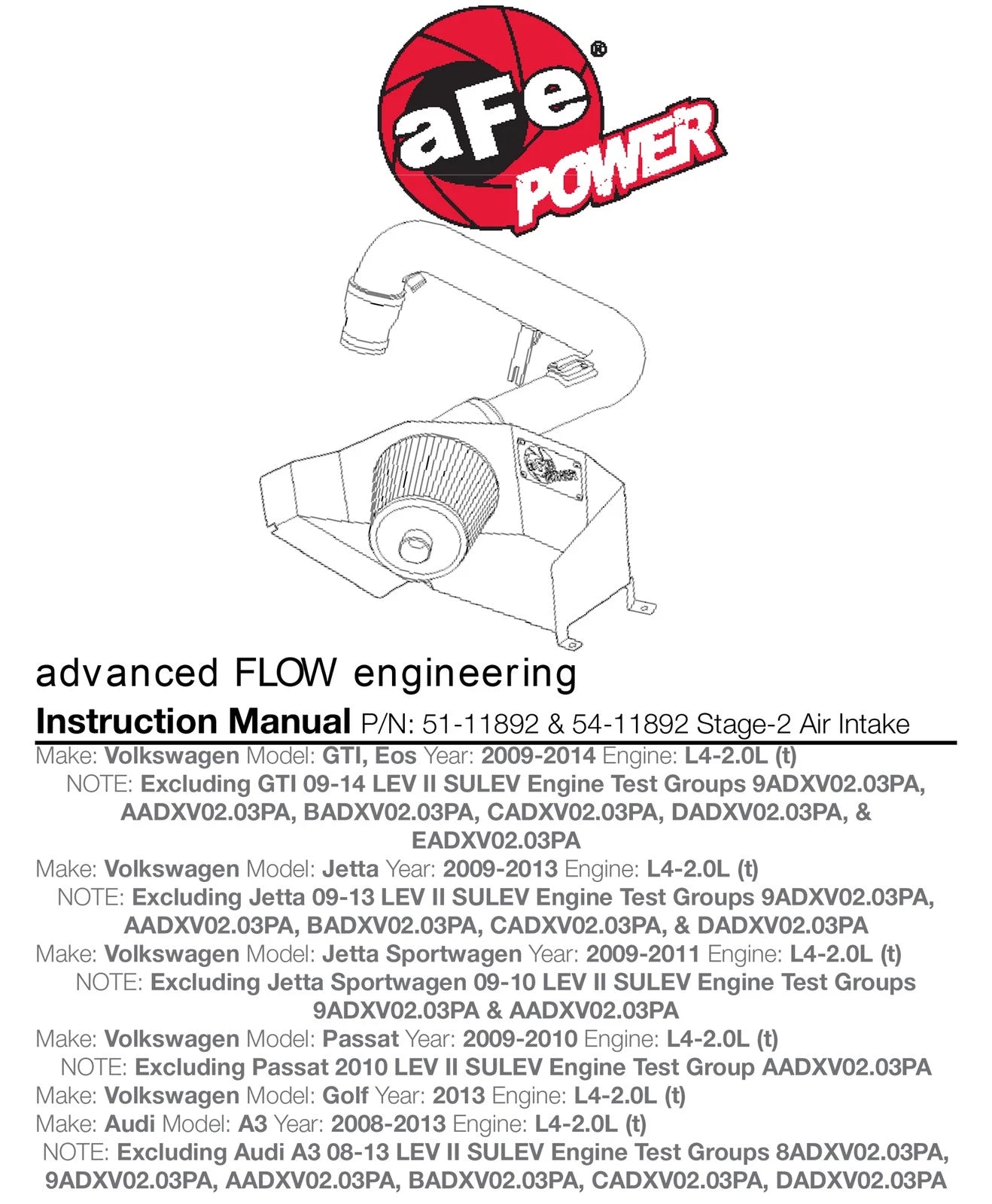 aFe Magnum FORCE Stage-2 Cold Air Intake System w/ Pro Dry S Filter | VW Golf GTI (09-14) (51-11892)