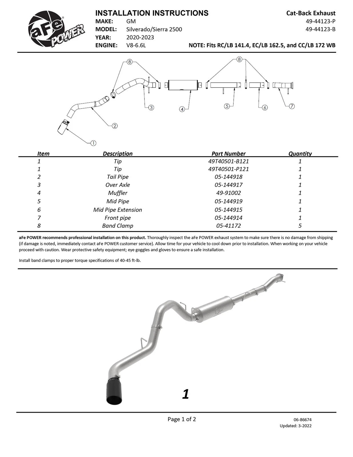 aFe 4in SS Cat-Back Exhaust GM 2500/3500HD V8 6.6L L8T (20-21) (49-44123-B)