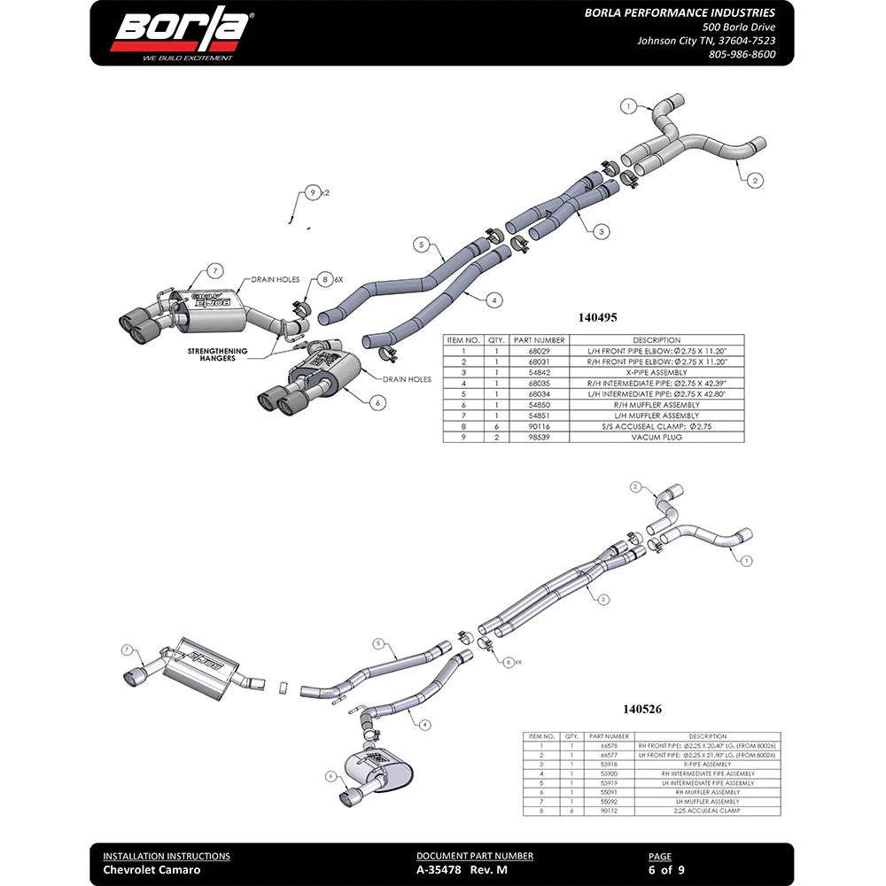 Borla Cat-Back Exhaust System - S-Type | 2010-2013 Chevrolet Camaro 6.2L (140280)