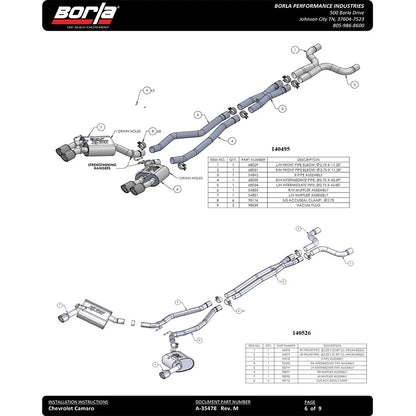 Borla Cat-Back Exhaust System - S-Type | 2010-2013 Chevrolet Camaro 6.2L (140280)