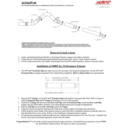 MBRP 5in Filter Back Single Side Exit No Muffler | Ford F-250/350/450 6.4L (08-10) (S62460PLM)