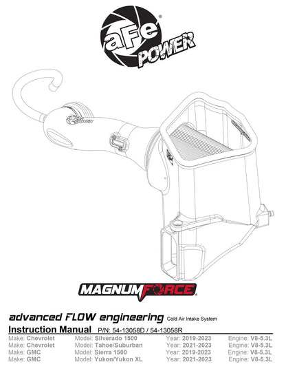 aFe Magnum FORCE Stage-2 Pro 5R Cold Air Intake | GM Silverado/Sierra 1500 V8-5.3L (19-20) (54-13058R)