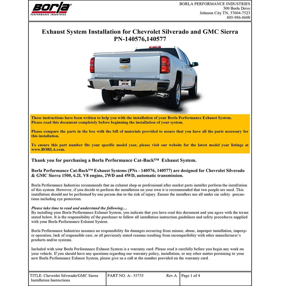 Borla Cat-Back Exhaust System - ATAK | Multiple Fitments (140577)