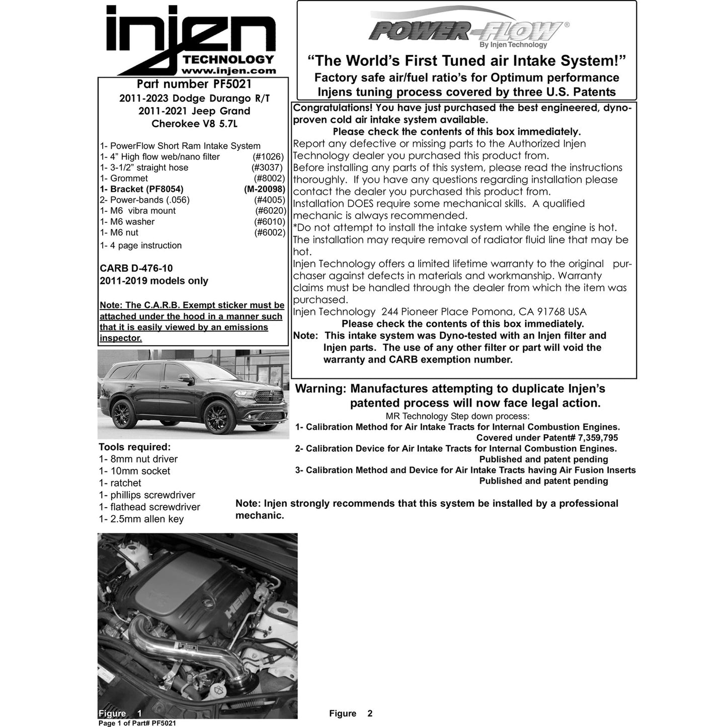 Injen Power-Flow Air Intake System | Dodge Durango R/T 5.7L V8 (2011-2017) (PF5021P)