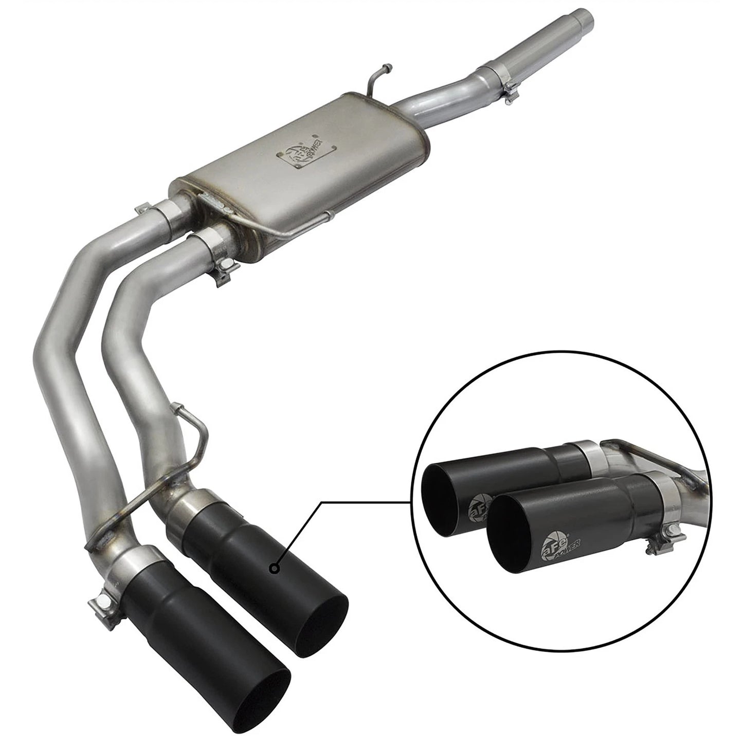 aFe 3in to 2.5in SS Cat-Back Exhaust w/ Black Tip | Ford F150 (04-08) V8 4.6/5.4L (49-43079-B)