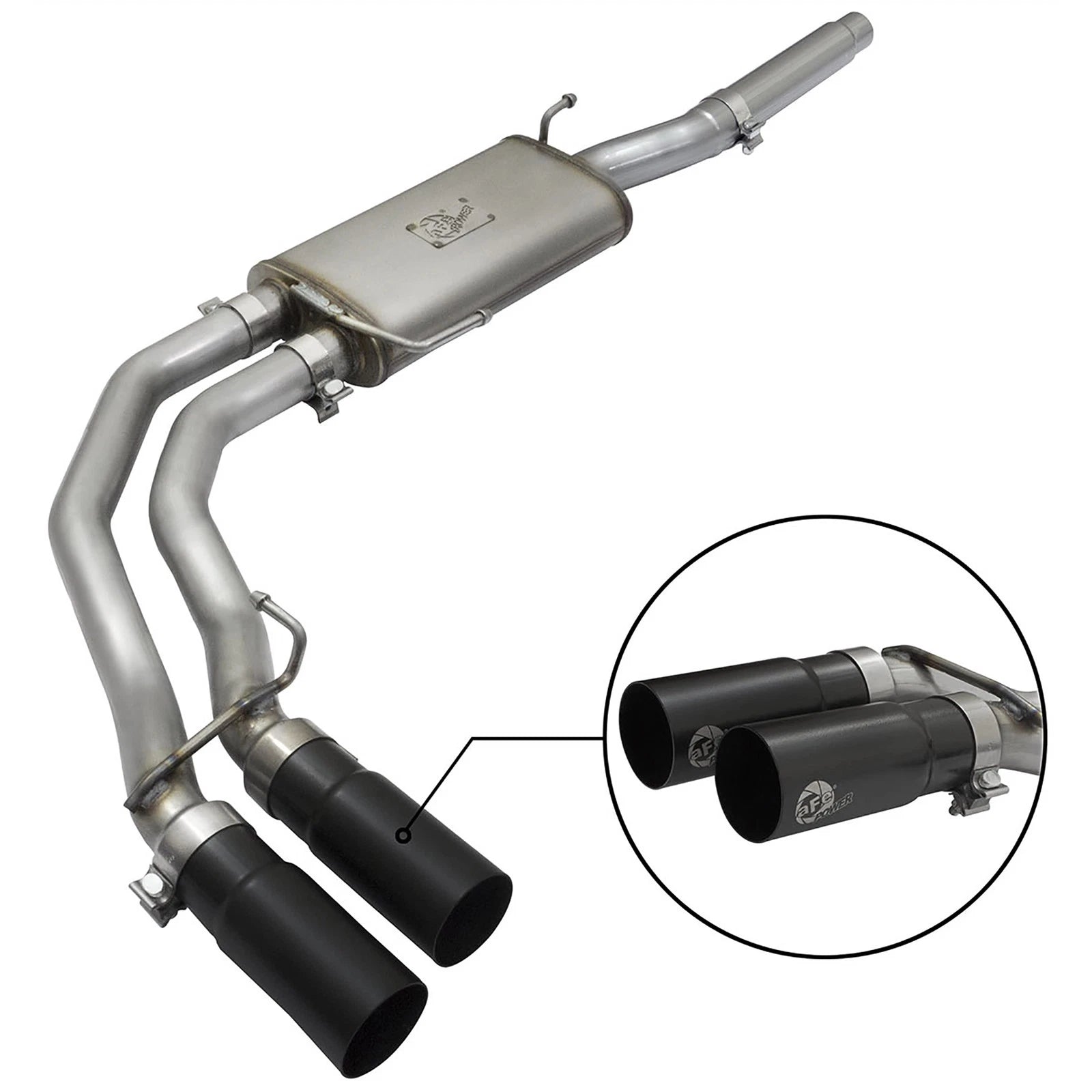 aFe 3in to 2.5in SS Cat-Back Exhaust w/ Black Tip | Ford F150 (04-08) V8 4.6/5.4L (49-43079-B)