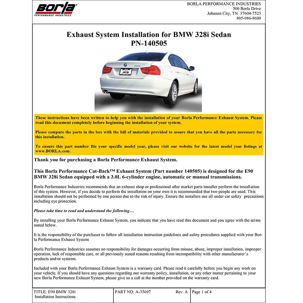 Borla Cat-Back Exhaust System - Touring | Multiple Fitments (140505)