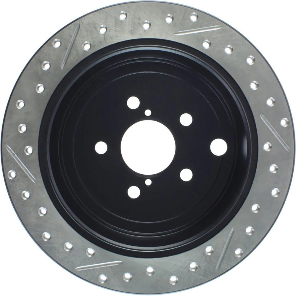 StopTech Slotted & Drilled Left Rear Rotor | Subaru Impreza WRX (08-10) / Coupe/Sedan (08-10) (127.47029L)