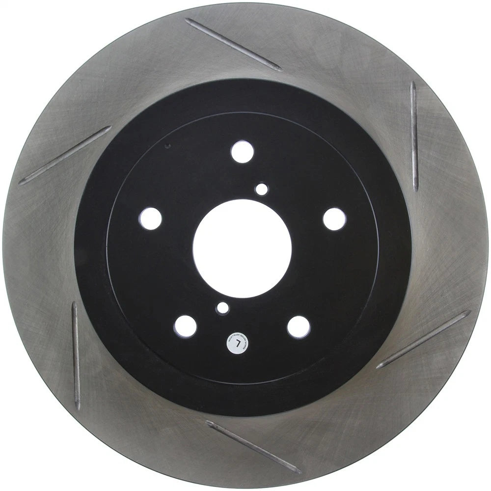 Stoptech Power Slot Rear Slotted Brake Rotor | 2005-2007 Subaru WRX STI (126.47023SL)