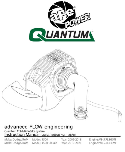 aFe QUANTUM Cold Air Intake System w/ Pro 5R Media | Dodge RAM 1500 V8-5.7L (09-18) (53-10009R)