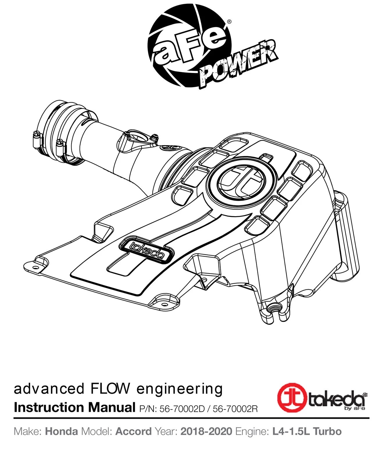 aFe Takeda Momentum Pro 5R Cold Air Intake | Honda Accord I4 1.5L (18) (56-70002R)