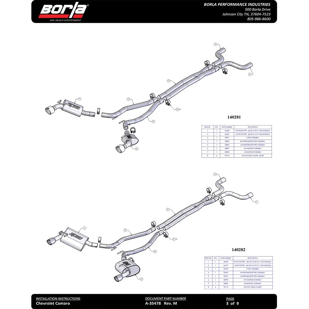 Borla Cat-Back Exhaust System - ATAK | 2012-2015 Chevrolet Camaro Coupe 6.2L (140495)