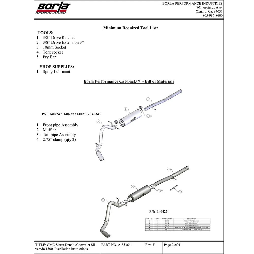 Borla Cat-Back Exhaust System - Touring | Multiple Fitments (140343)