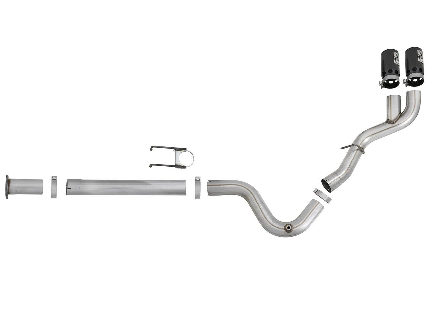 aFe Rebel XD 4in SS DPF-Back Exhaust w/ Dual Black Tips | Ford Diesel V8 6.7L (17-18) (49-43102-B)