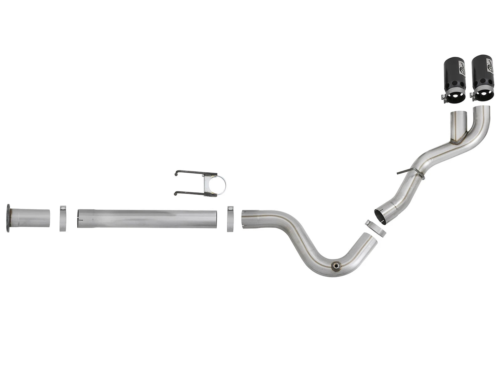 aFe Rebel XD 4in SS DPF-Back Exhaust w/ Dual Black Tips | Ford Diesel V8 6.7L (17-18) (49-43102-B)