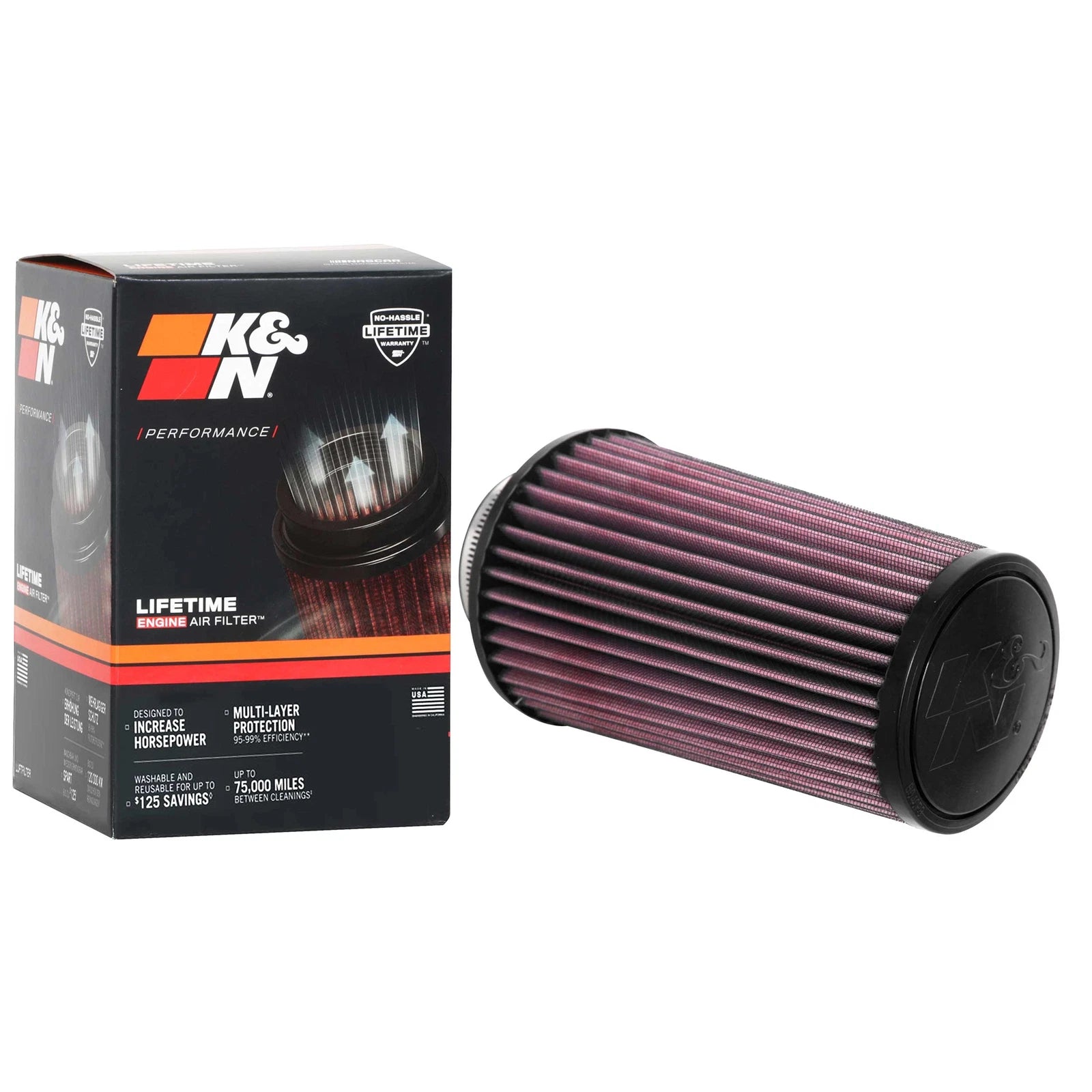 K&N RU-4690 Universal Round Tapered Performance Washable Air Filter for Intake