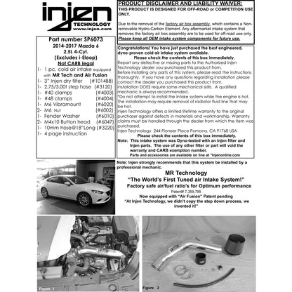 Injen 14-15 Mazda 6 2.5L Cold Air Intake | Mazda 6 (10-16) (SP6073BLK)