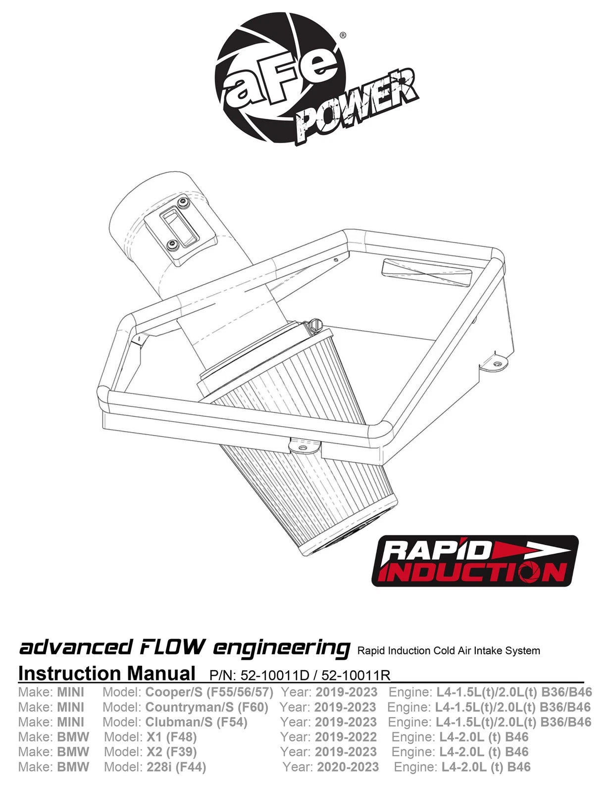 aFe MagnumFORCE Stage-2 Pro 5R Intake 3" Flange | Mini Cooper/S/Clubman L3 1.5L (19-21) (52-10011R)