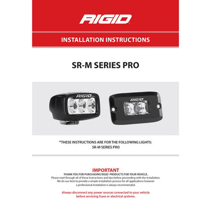 Rigid SR-M Series Pro LED Light | Flood Diffused / Flush / Black Housing (RIG922513)