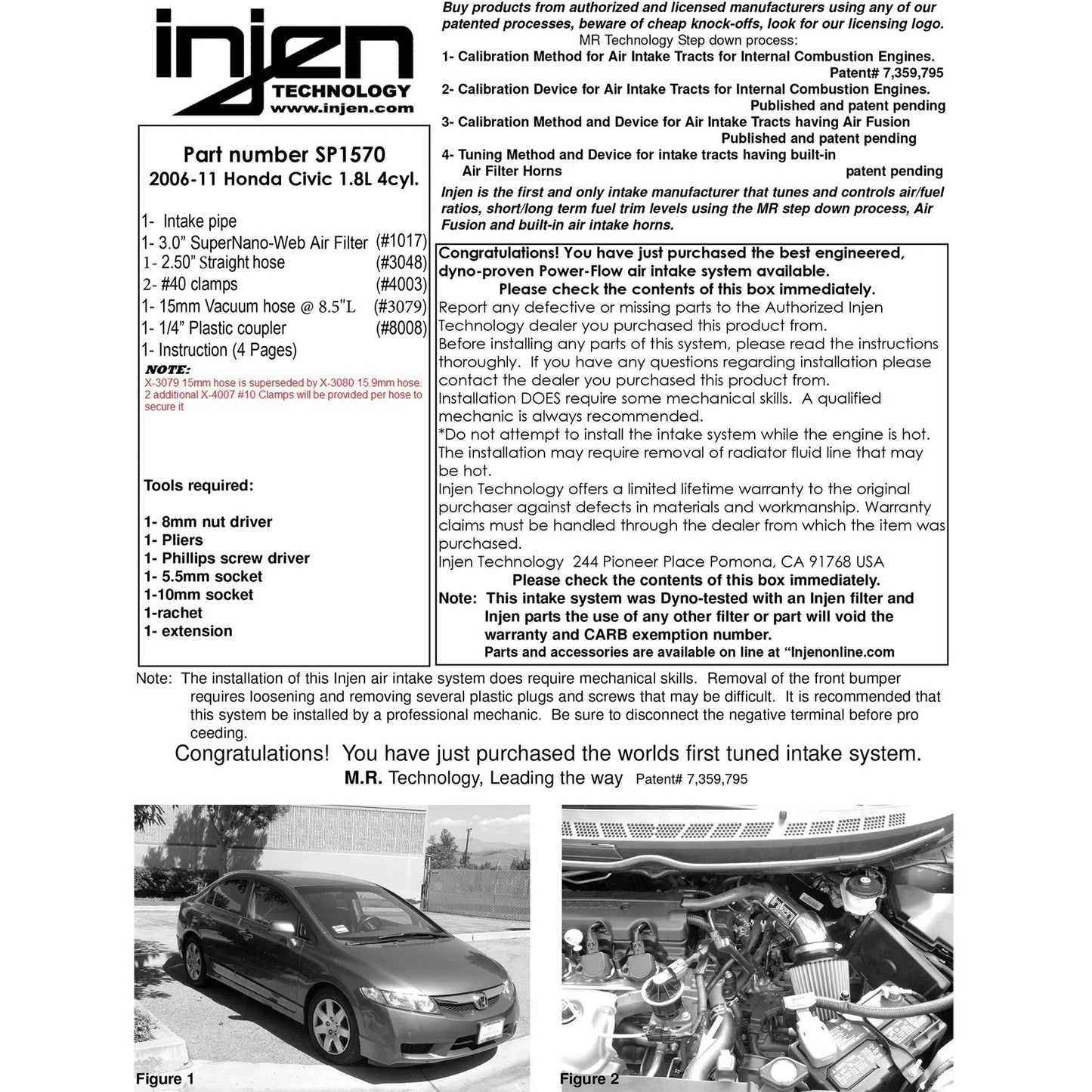 Injen Short Ram Cold Air Intake System | 2006 - 2011 Honda Civic (SP1570BLK)