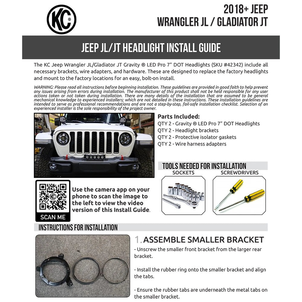KC HiLiTES 7in Gravity LED Pro Headlights | Jeep Gladiator/JL (19-26) (42342)