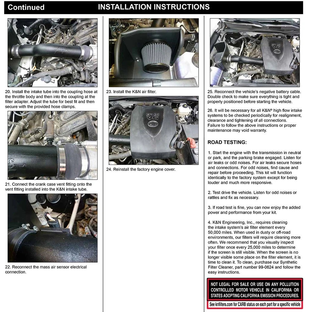 K&N Performance Air Intake System | Toyota Tacoma 3.5L V6 (16-23) (30-9039)