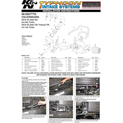 K&N Typhoon Intake | VW Jetta GLI 2.0L-L4 (14-15) (69-9507TTK)