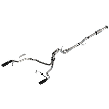 Borla 3" into dual 2.25" Cat-Back System | Ford F-150 (21) 2.7L/3.5L | Split Rear Exit Black Chrome Tips ATAK