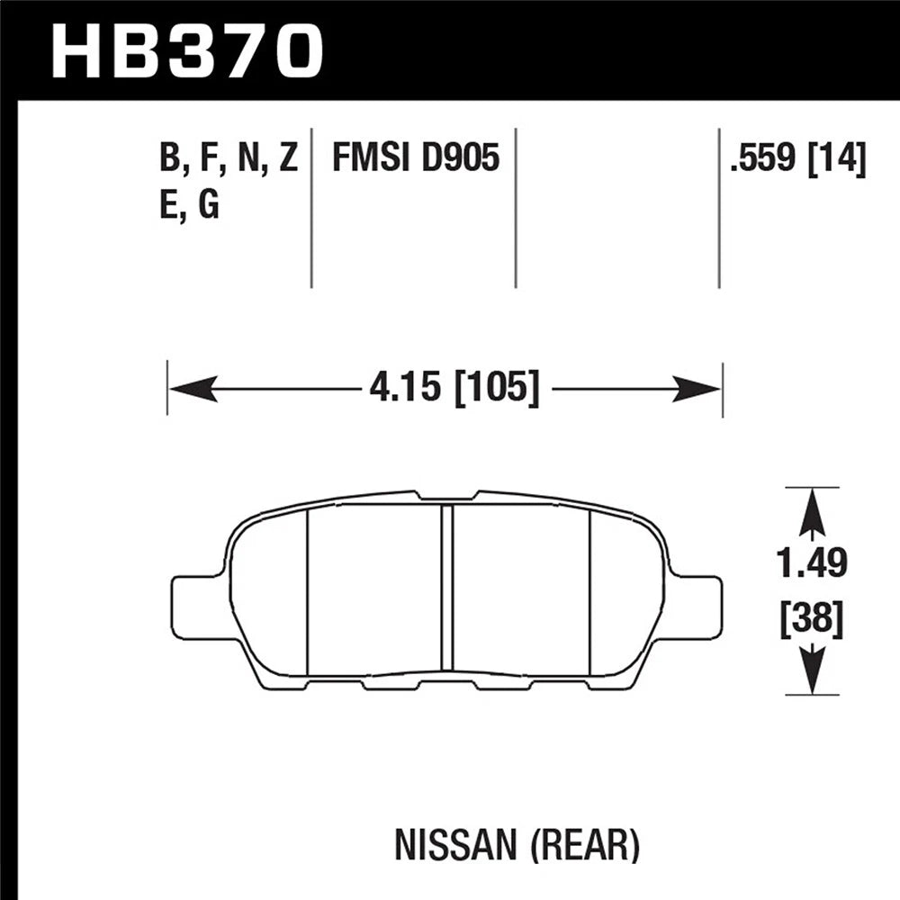 Hawk HPS Brake Pads - Rear w/o Brembo | Nissan / Infiniti Multiple Fitments (HB370F.559)