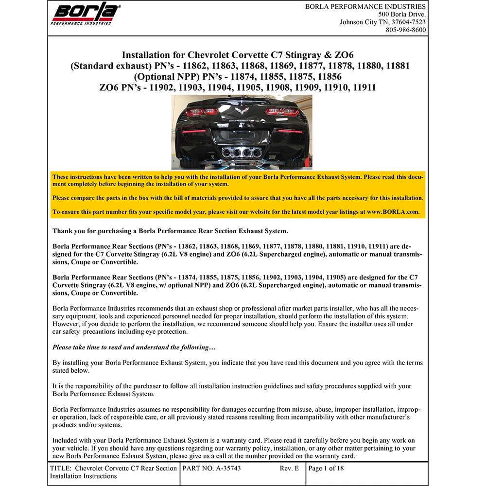 Borla Axle-Back Exhaust System - ATAK | Multiple Fitments (11903)