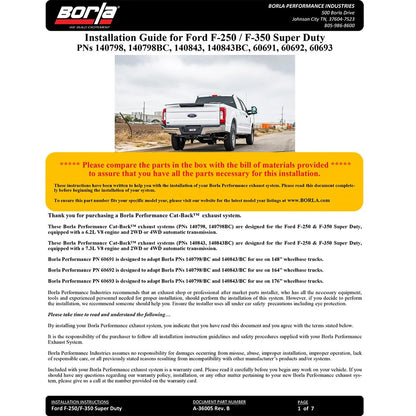 Borla 20-22 F-250/F-350 Super Duty 7.3L V8 AT 2WD / 4WD Black Tip | Ford F-250/F-350 (20-22) (140843BC)