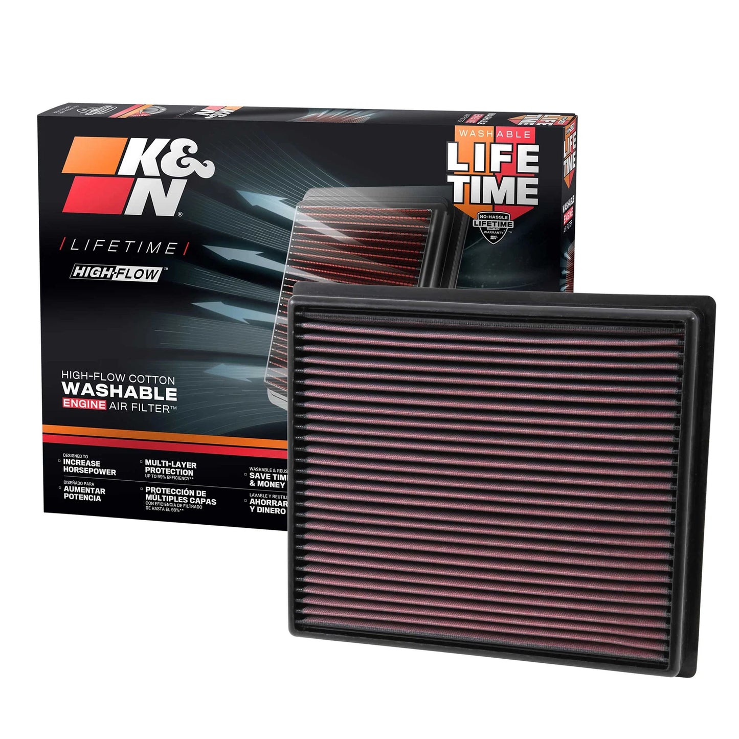 K&N 33-5017 Performance Air Filter for 14-21 Tundra 5.7L / 16-23 Tacoma 3.5L V6