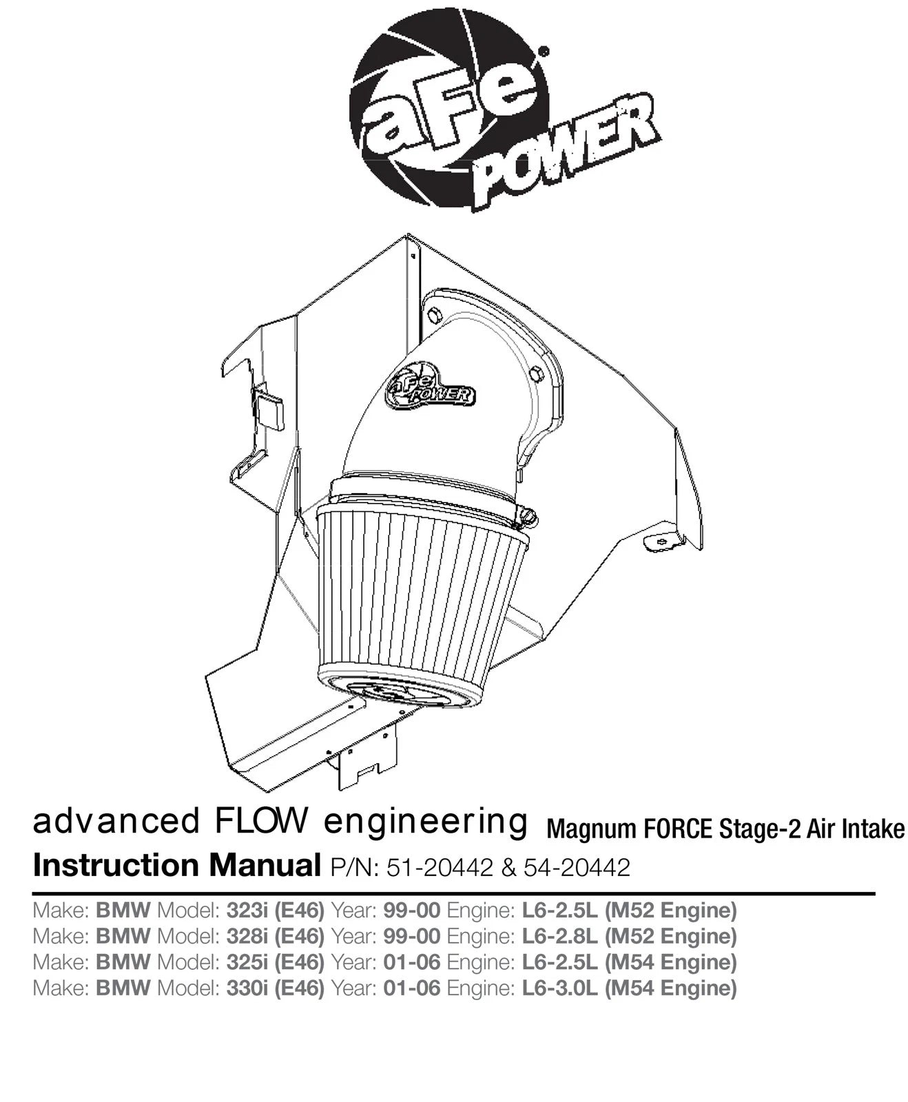 aFe Magnum FORCE Stage-2 Cold Air Intake | BMW 3-Series E46 (99-06) (54-20442) (SPF5420442)