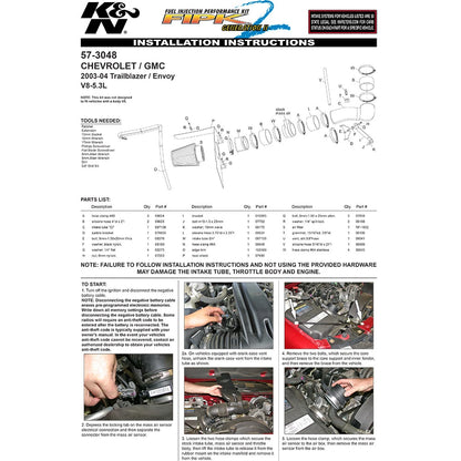 K&N Performance Intake Kit | Chevrolet Trailblazer / GMC Envoy (03-04) (57-3048)