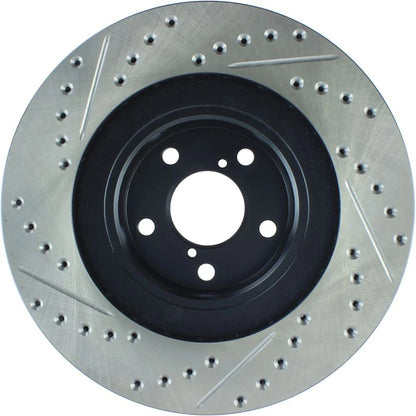 StopTech Slotted & Drilled Left Front Rotor | Subaru WRX (02-10) (127.47018L)