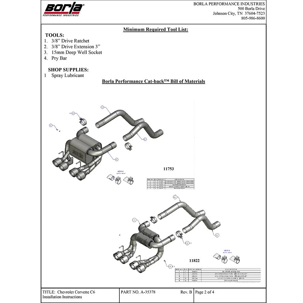 Borla Axle-Back Exhaust System - ATAK | Multiple Fitments (11822)
