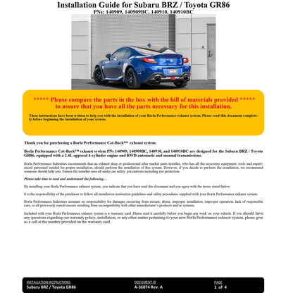 Borla S-Type Catback Exhaust | 2022-2023 Subaru BRZ/Toyota GR86 (140909/BC)