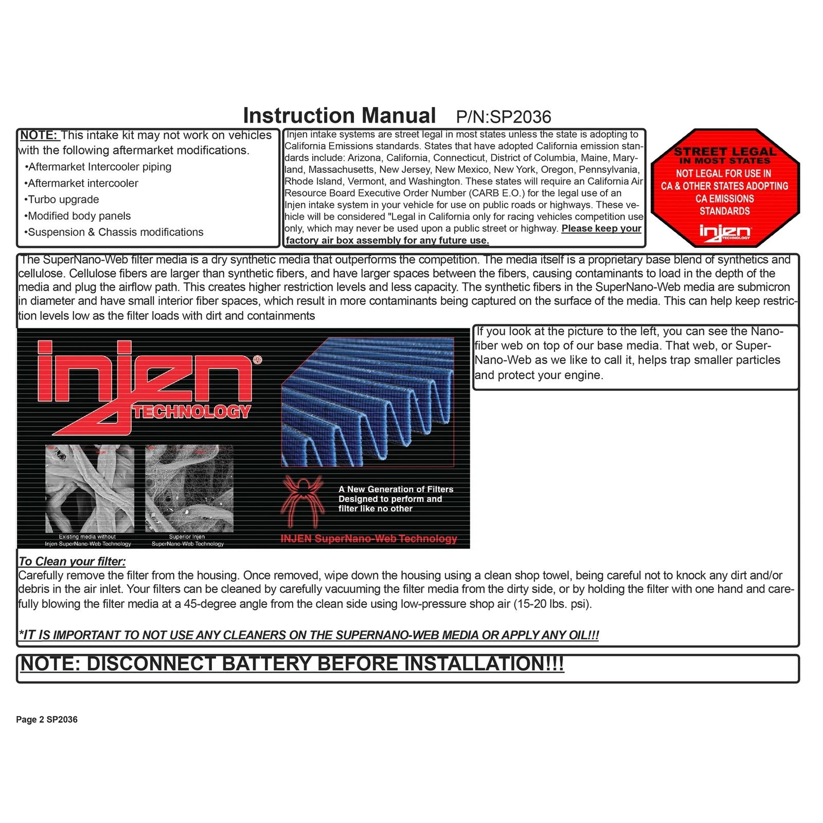Injen Short Ram Air Intake | Toyota Camry / Avalon (11-23) (SP2036P)