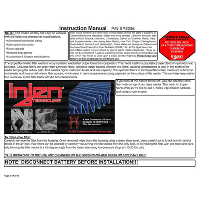 Injen Short Ram Air Intake | Toyota Camry / Avalon (11-23) (SP2036P)