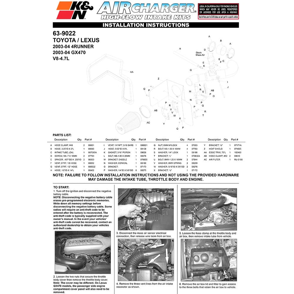 K&N Performance AirCharger Intake | Toyota 4Runner (03-04) (63-9022)