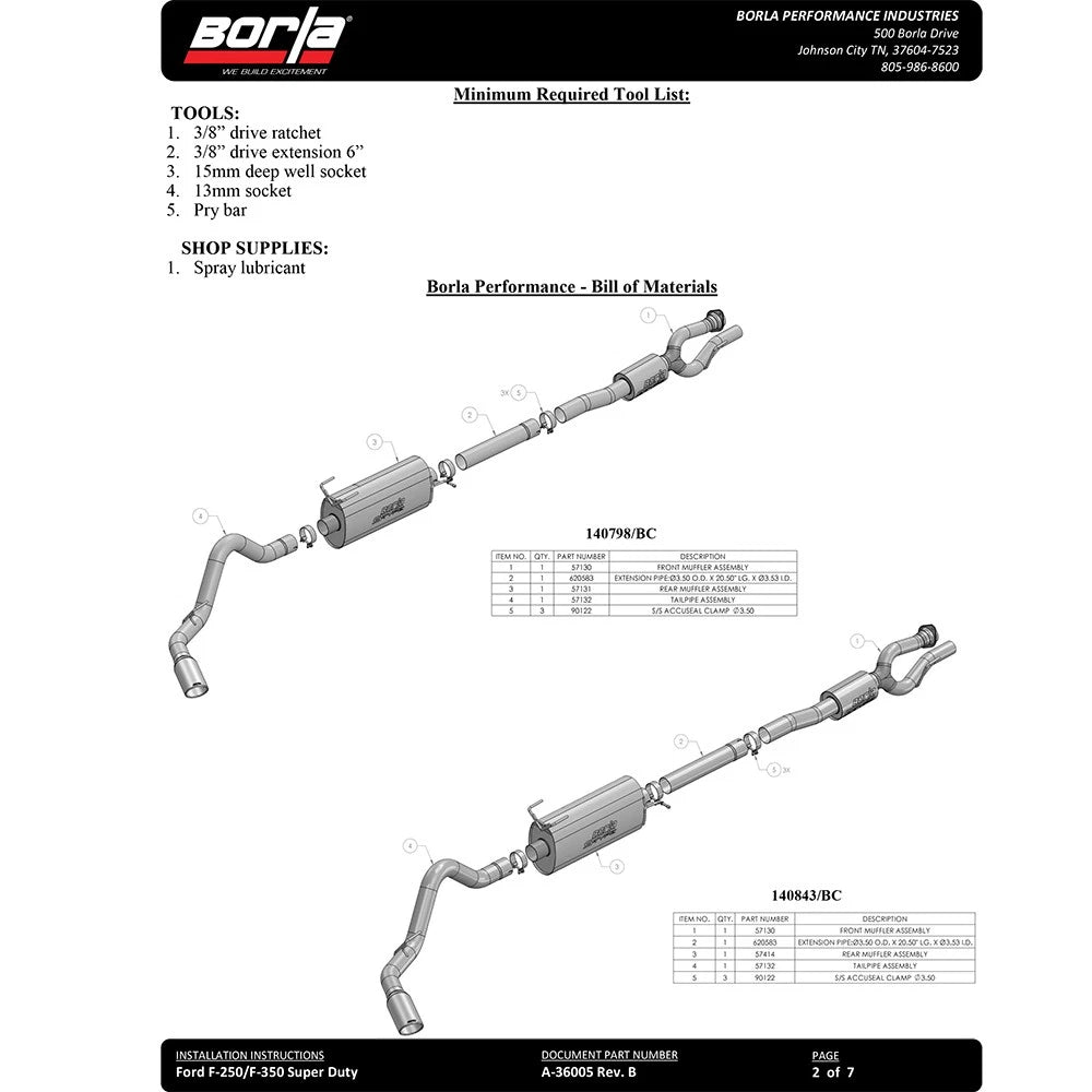 Borla 20-22 F-250/F-350 Super Duty 7.3L V8 AT 2WD / 4WD Black Tip | Ford F-250/F-350 (20-22) (140843BC)