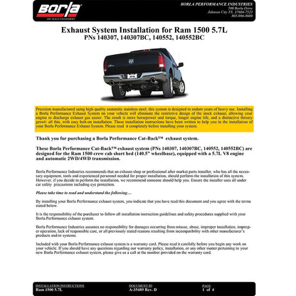 Borla Cat-Back Exhaust System - Touring | Multiple Fitments (140552)
