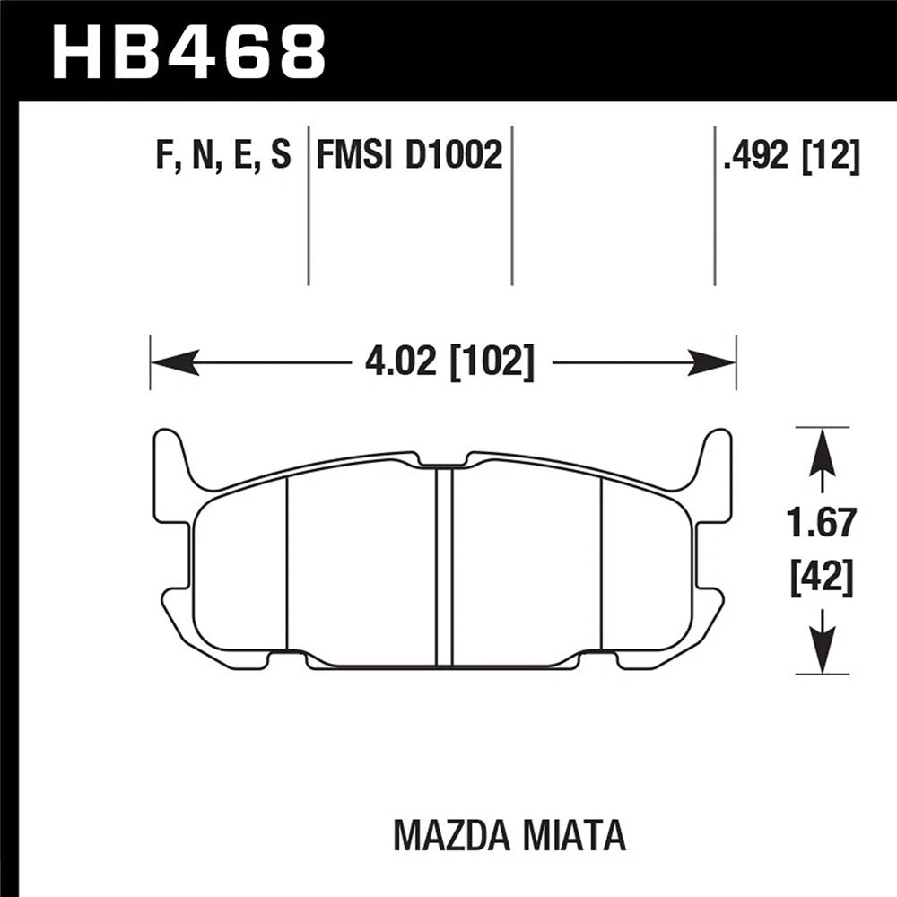 Hawk Performance Street Rear Brake Pads | Mazda Miata (2003–2005) (HB468F.492)