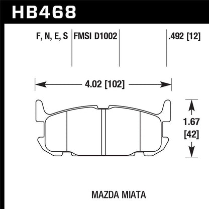 Hawk Performance Street Rear Brake Pads | Mazda Miata (2003–2005) (HB468F.492)
