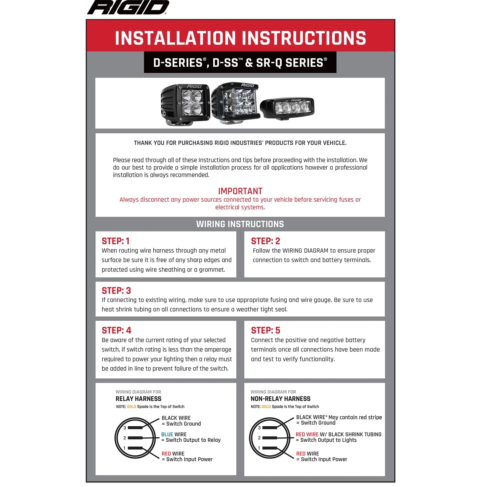 Rigid Industries Rigid D-Series LED Pro Light - Flood / Surface / Pair (RIG202113)