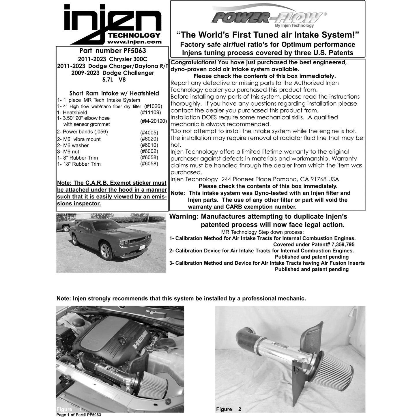 Injen Cold Air Intake | Chrysler 300 & Dodge Challenger/Charger (05-20) (PF5063)