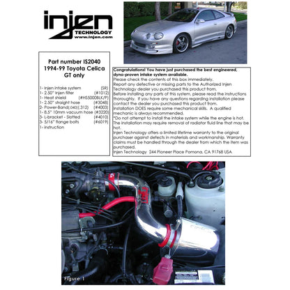 Injen Polished Short Ram Cold Air Intake System w/ Heat Shield | Toyota Celica GT (94-99) (IS2040P)