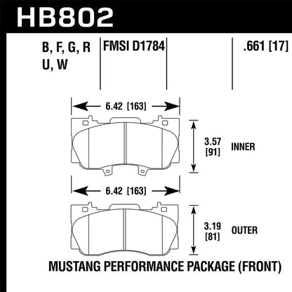 Hawk HPS Front Brake Pads | 2015-2017 Ford Mustang (HB802F.661)
