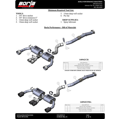 Borla 3" Cat-Back System | Toyota GR Corolla (2022-2026) (140942CB)
