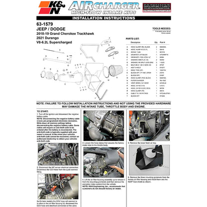 K&N 18-19 AirCharger Performance Intake | Jeep Grand Cherokee Trackhawk (18-19) (63-1579)